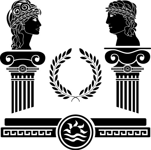 greek columns and human heads vector image