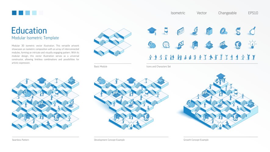 Knowledge education modular isometric constructor vector image