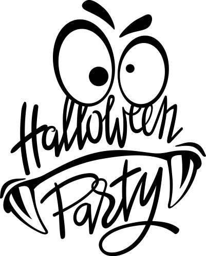 Halloween night party monster hand lettering vector image