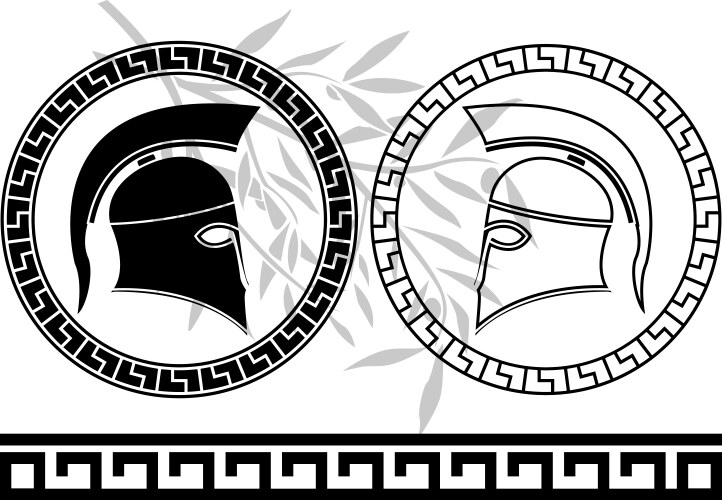 hellenic helmets and olive branch vector image