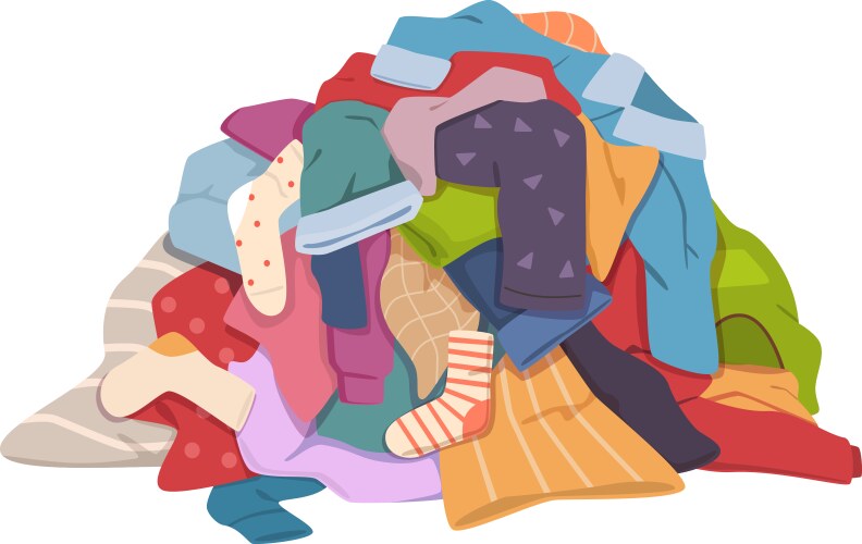 Dirty clothes pile messy laundry heap vector image