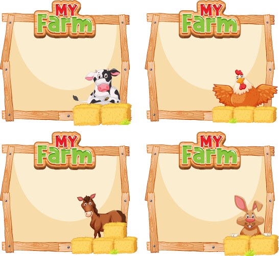 Border template design with many animals vector image