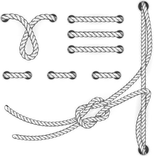 Attested document rope stitchs and loops - file vector image