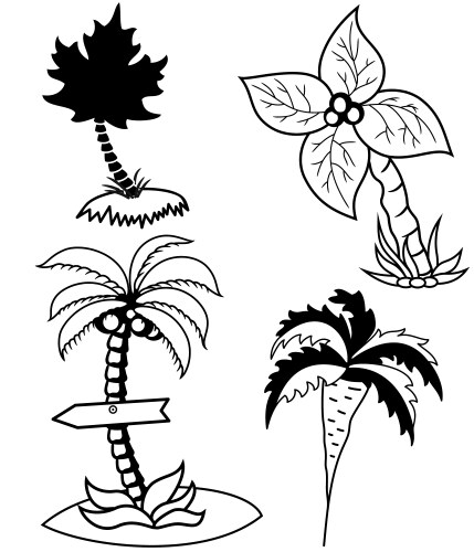 palm trees set vector image