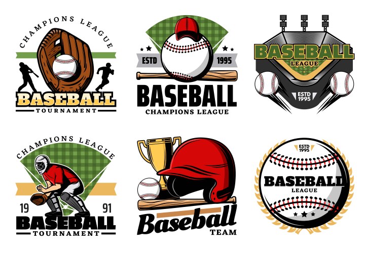 baseball game ball and sport icons vector image