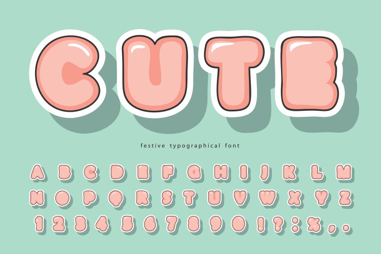 Cute bubble font with funny smiling faces cartoon vector image