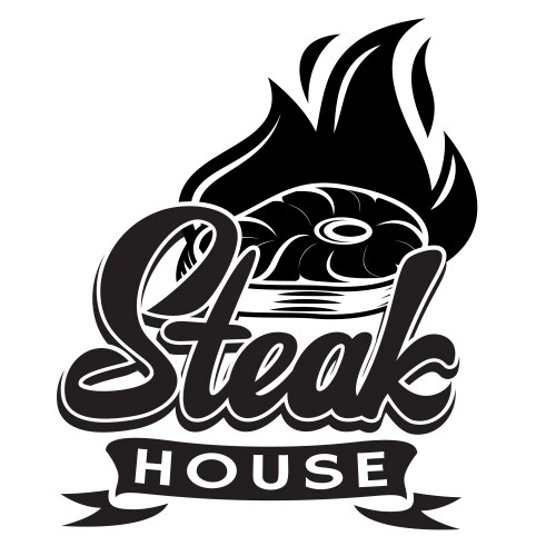 Black and white template for steak house vector image