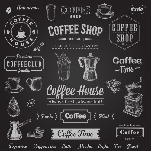 hand drawn set coffee vector image