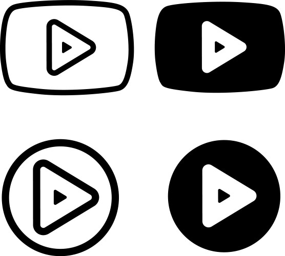 Collection of flat play button icons perfect vector image