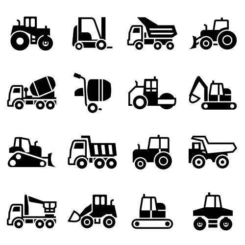 construction transport icon set vector image