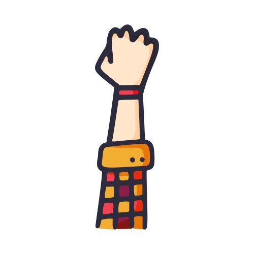 Raised hand showing a fist symbol strength vector image