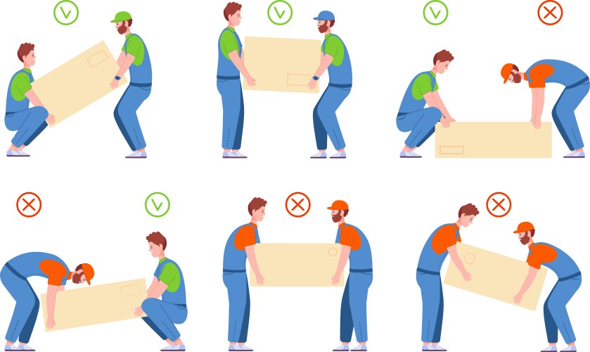 Lifting technique safe posture lifted-up vector image