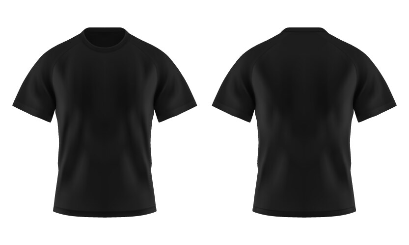 Front and back blank black t-shirt for man vector image