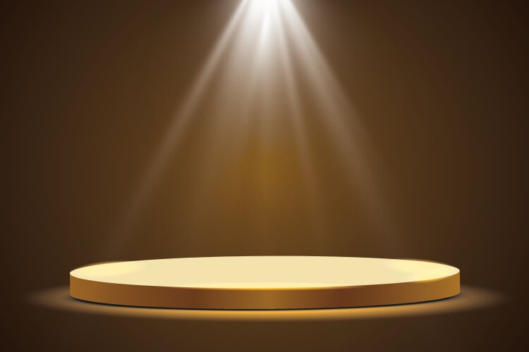 Golden podium with a spotlight on dark vector image