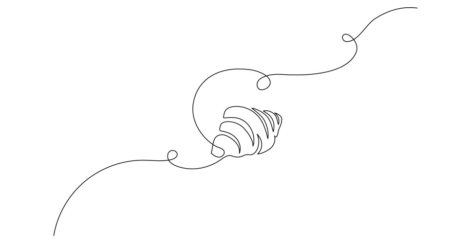 one continuous line drawing of french croissant vector image