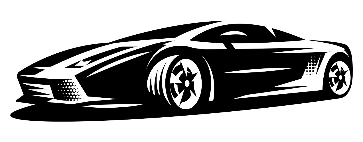 Stylish sportcar element for design monochrome vector image