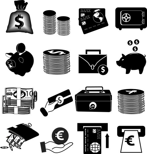 Money finance icons set vector image