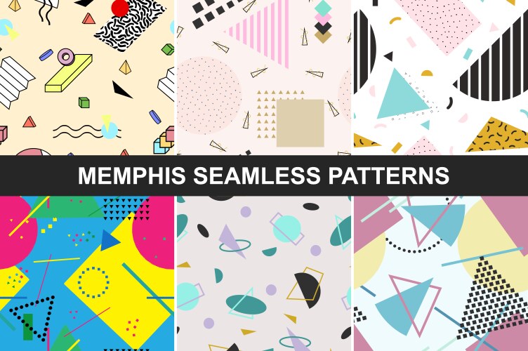 Set of abstract seamless patterns vector image