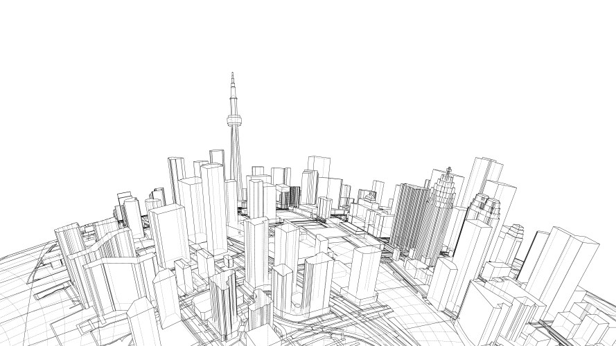 3d city sphere rendering of vector image