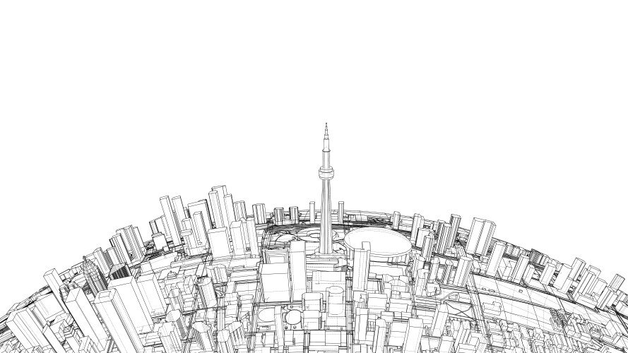 3d city sphere rendering of vector image