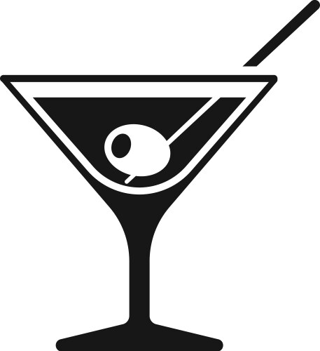 Martini icon cocktail glass with olive black vector image