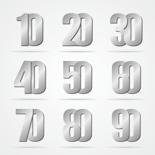 Silver font numbers vector image