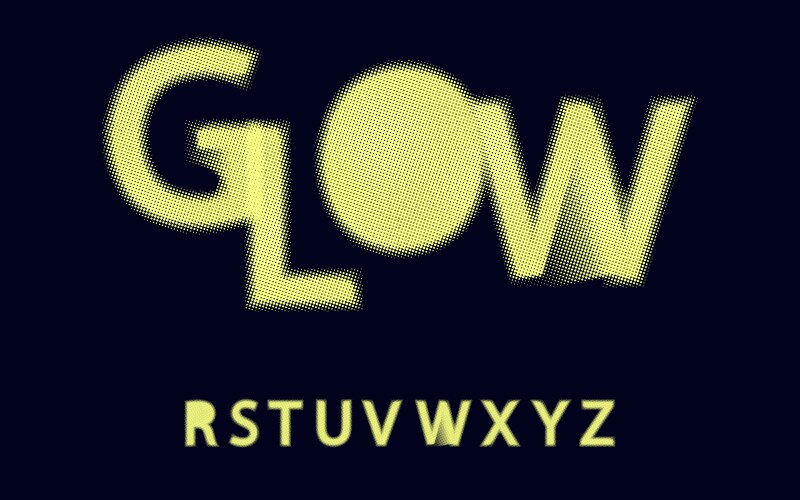 Glow halftone font alphabet r s t u v w x y z vector image