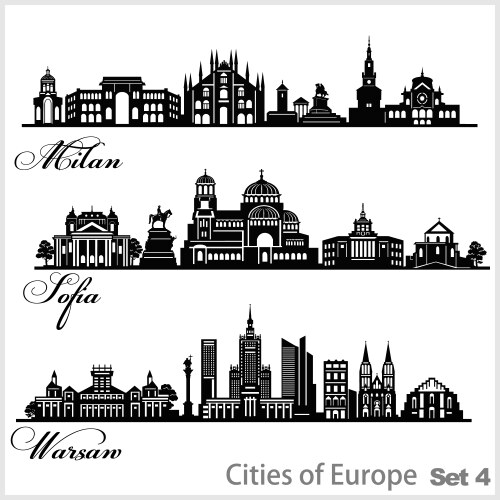 city in europe - sofia milan warsaw detailed vector image