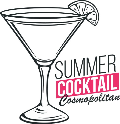 Glass of cosmopolitan cocktail vector image