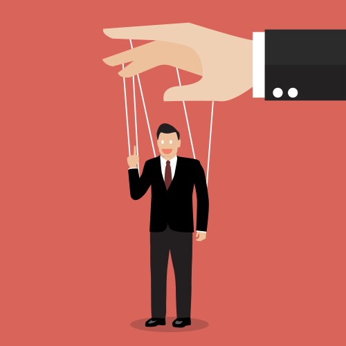 Businessman marionette on ropes vector image