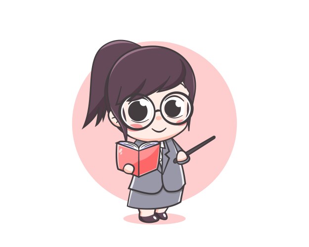 Cute teacher girl cartoon character vector image