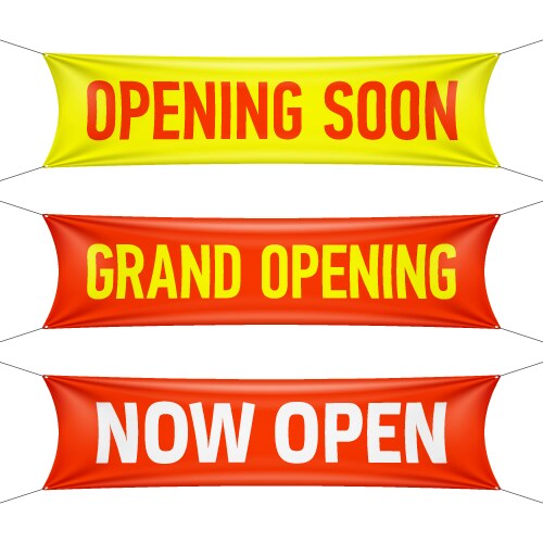 Opening soon grand and now open banner vector image