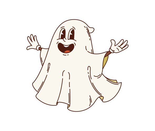 Retro groovy halloween ghost or spook character vector image