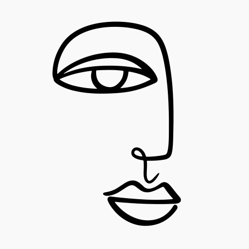 Abstract one line drawing woman face portrait logo vector image