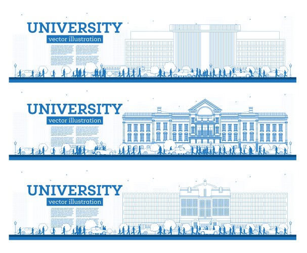 outline university campus set study banners vector image