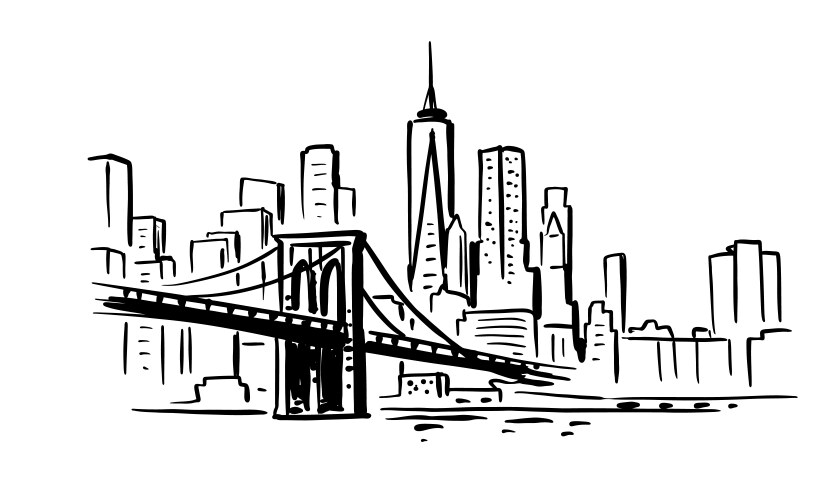 new york usa brooklyn bridge travel sketch vector image