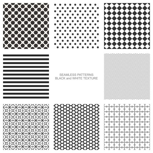 Set of seamless pattern black and white vector image