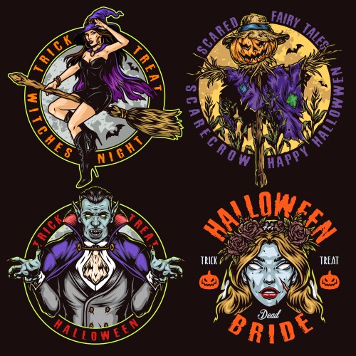 Halloween colorful designs set vector image