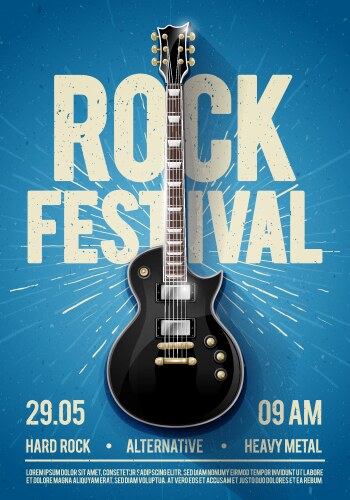 Blue rock festival concert party flyer poster vector image