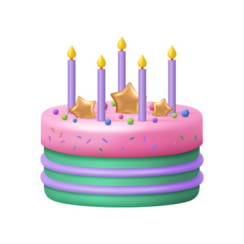 Celebratory birthday cake with candles and stars vector image