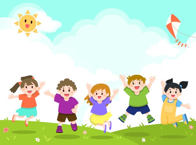 Happy children playing at outdoor park vector image