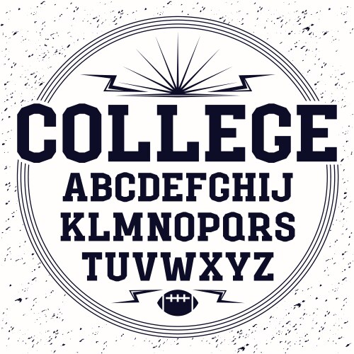 rectangular serif font in the style of college vector image