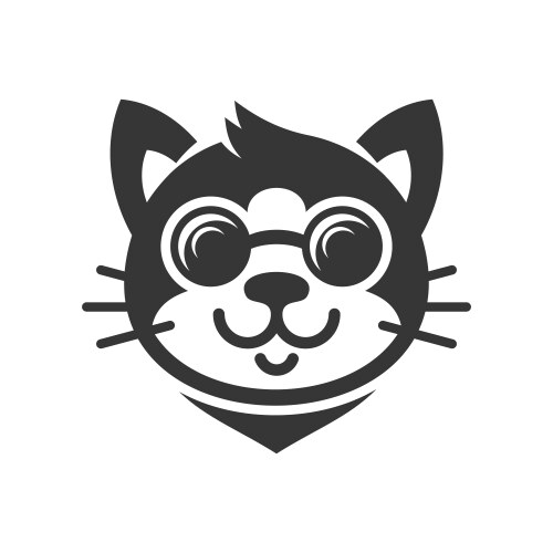 Cat in glasses cartoon face icon vector image