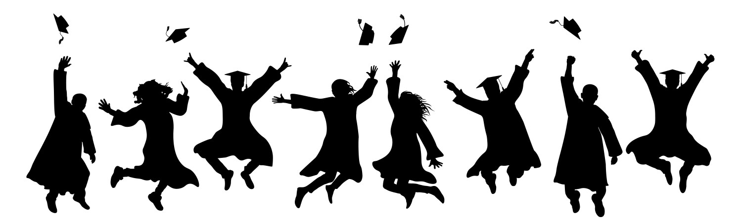 Jumping graduates throw square academic caps vector image