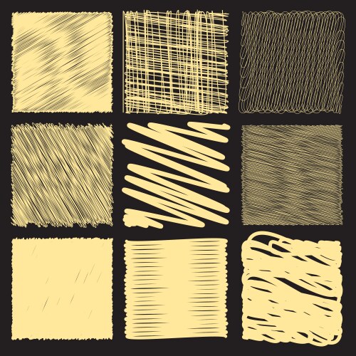 Collection of backgrounds with linear doodles vector image