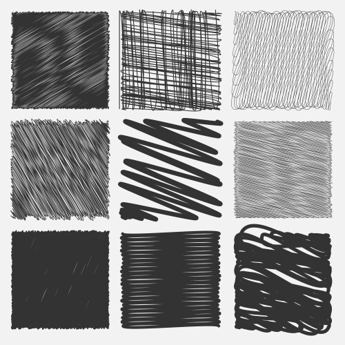 Collection of backgrounds with linear doodles vector image