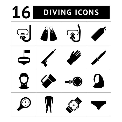 Set icons of diving vector image