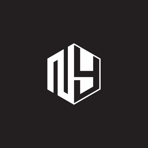 ny logo monogram hexagon with black background vector image