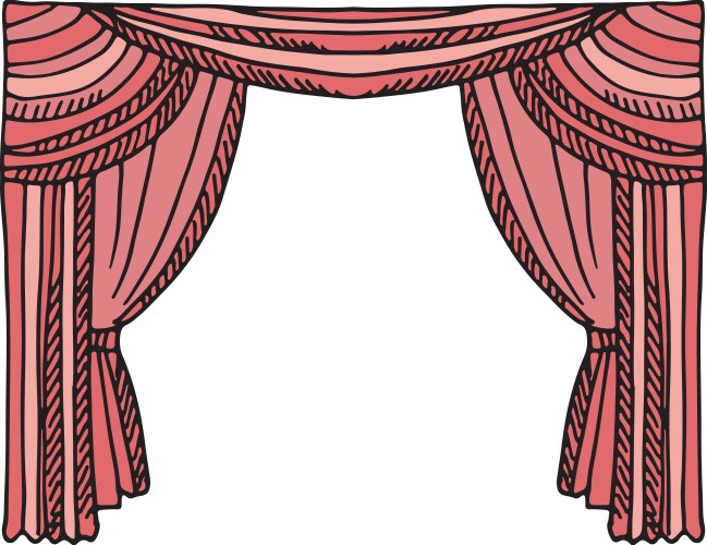 red drapery theater doodle stage frame curtains vector image