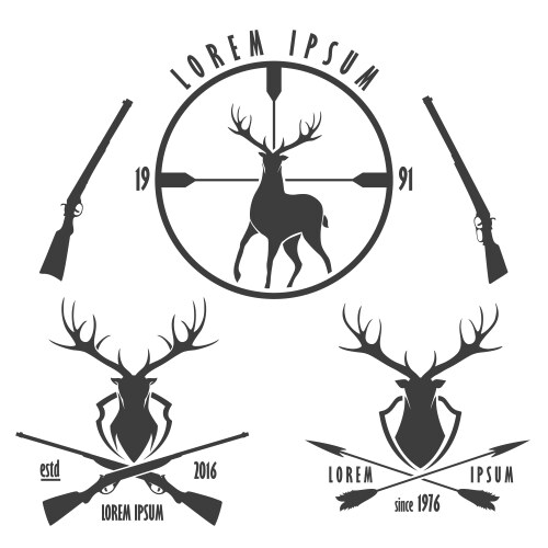 Deer hunting emblem set vector image